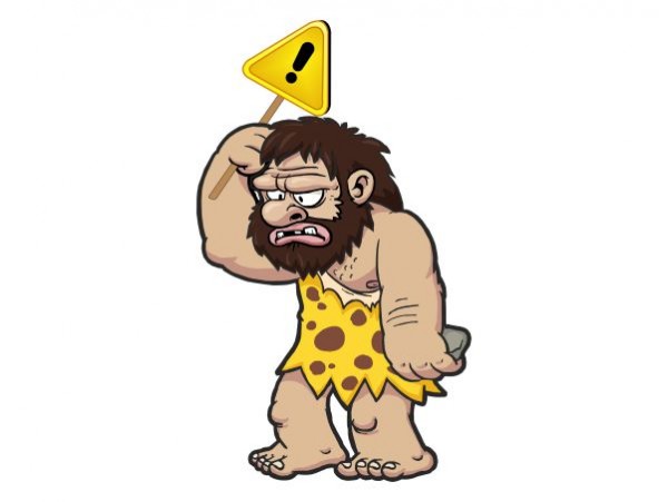 Caveman with Warning Sign